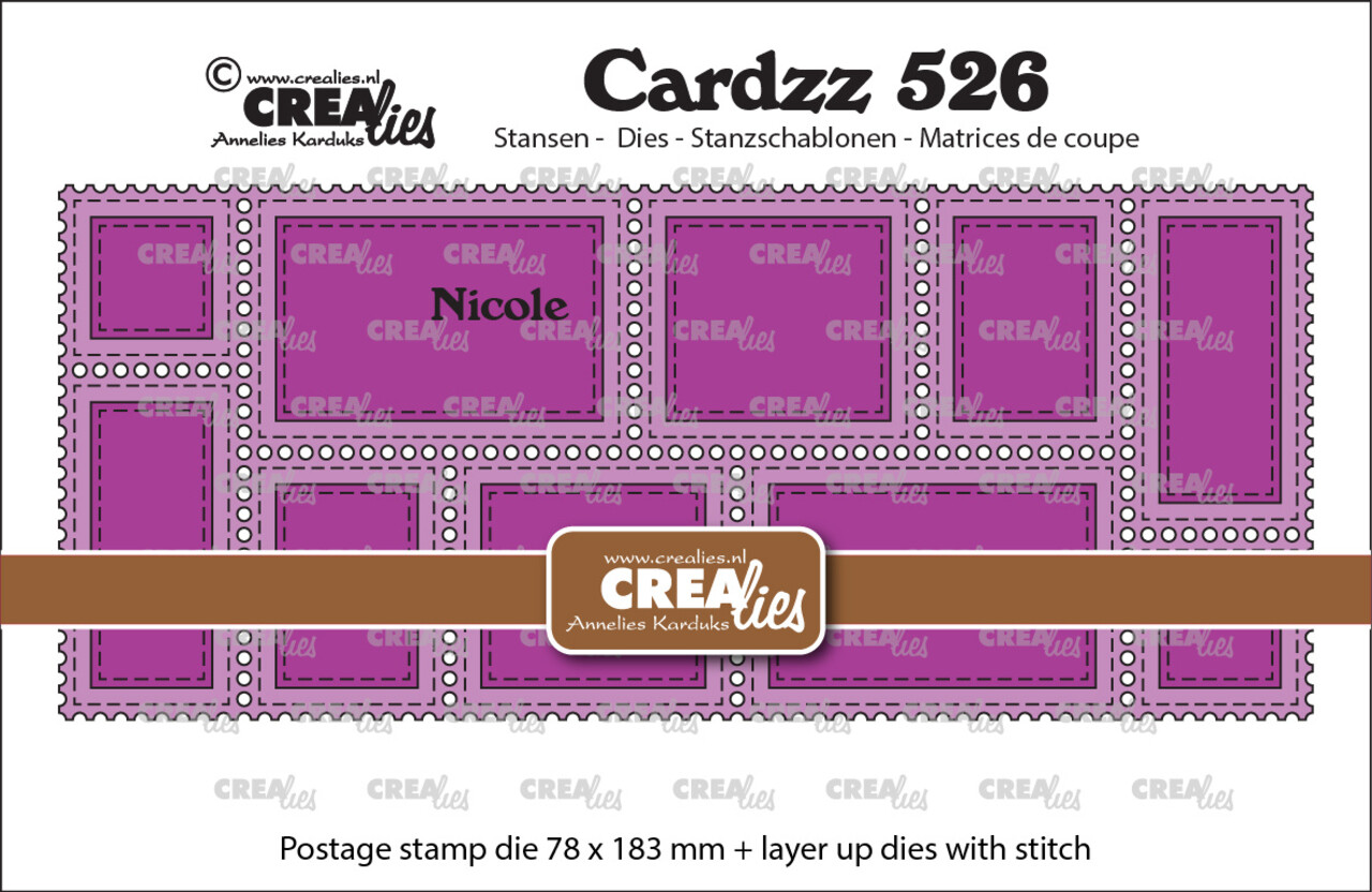 Crealies Cardzz Dies Postage Stamp Frame Slimline Nicole (CLCZ526)