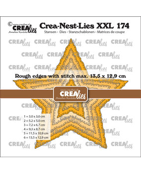 Crealies Crea-Nest-Lies XXL Stansen No. 174 Ruwe Sterren met Stiklijnen (CLNestXXL174)