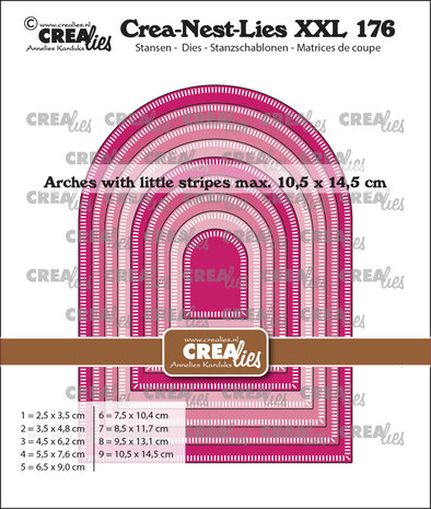 Crealies Crea-Nest-Lies XXL Stansen No. 176  Bogen met Kleine Streepjes (CLNestXXL176) Crealies Crea-Nest-Lies XXL Stansen No. 176  Bogen met Kleine Streepjes (CLNestXXL176)