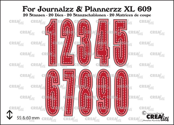 Crealies For Journalzz & Plannerzz Dies No. 3 Numbers XL w/ Shadow (CLJPXL609)