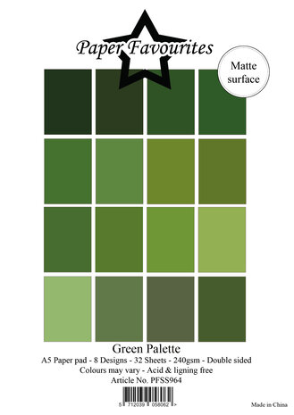 Paper Favourites Solid Colours Green Palette A5 Paper Pad (PFSS964)