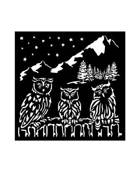 Stamperia The Owl's House Thick Stencil 18x18cm Owls (KSTDQ125)