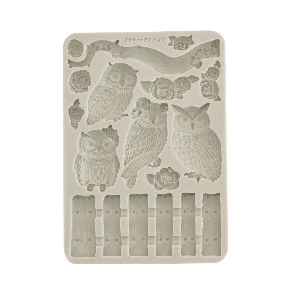 Stamperia The Owl's House A5 Silicon Mould Owls and Branch (KACMA585)