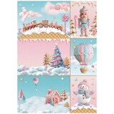 Stamperia Candy Christmas A4 Rice Paper Cards (6pcs) (DFSA41051)