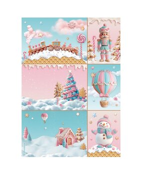 Stamperia Candy Christmas A4 Rice Paper Cards (6pcs) (DFSA41051)