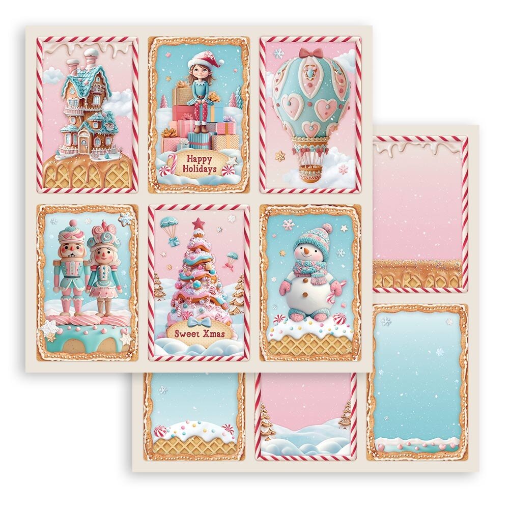 Stamperia Candy Christmas 12x12 Inch Paper Sheet 6 cards (10 pcs) (SBB1082) Stamperia Candy Christmas 12x12 Inch Paper Sheet 6 cards (10 pcs) (SBB1082)