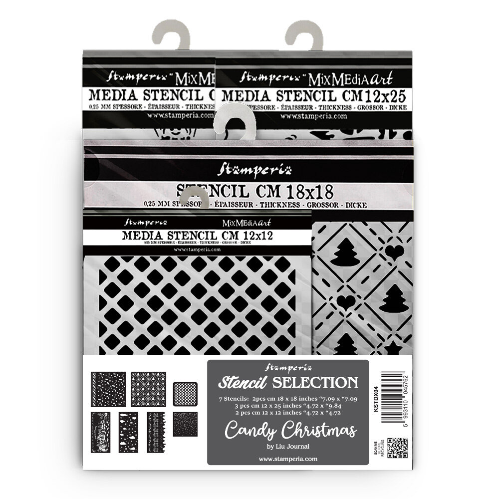 Stamperia Candy Christmas Stencil Assortment (7pcs) (KSTDX04) (DISCONTINUED) Stamperia Candy Christmas Stencil Assortment (7pcs) (KSTDX04) (DISCONTINUED)