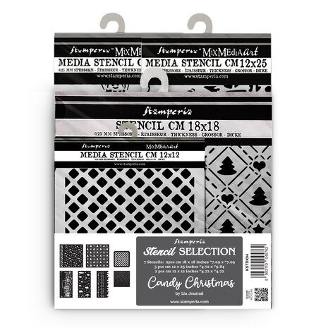 Stamperia Candy Christmas Stencil Assortment (7pcs) (KSTDX04) (DISCONTINUED) Stamperia Candy Christmas Stencil Assortment (7pcs) (KSTDX04) (DISCONTINUED)