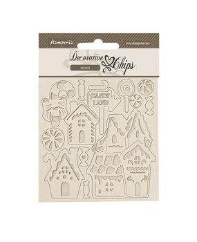 Stamperia Candy Christmas Decorative Chips Marzipan Houses (SCB272)