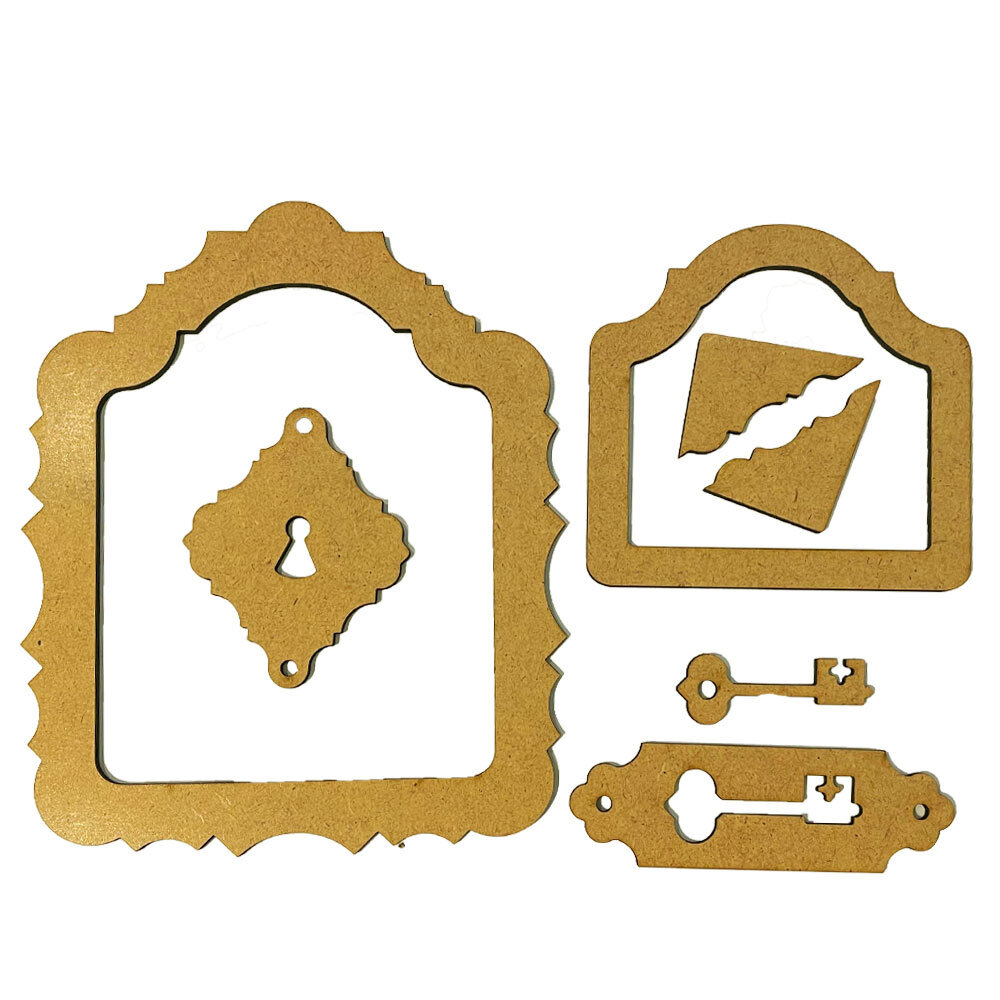 Stamperia Alice in Christmas MDF Crafty Shapes Blanks Frame and Key (8pcs) (KLSM63) Stamperia Alice in Christmas MDF Crafty Shapes Blanks Frame and Key (8pcs) (KLSM63)