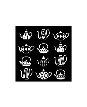 Stamperia Alice in Christmas Thick Stencil 12x12cm Tea Pots (KSTDS56)