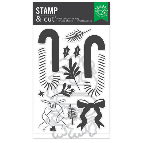 Hero Arts Candy Cane Season Stamp & Cut Candy Cane Swag (DC322) Hero Arts Candy Cane Season Stamp & Cut Candy Cane Swag (DC322)
