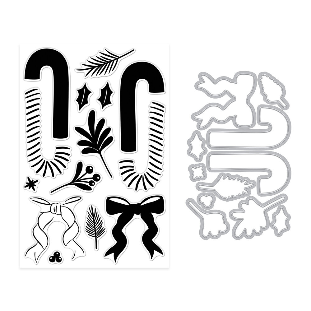 Hero Arts Candy Cane Season Stamp & Cut Candy Cane Swag (DC322) Hero Arts Candy Cane Season Stamp & Cut Candy Cane Swag (DC322)