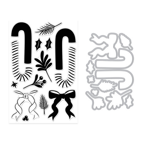 Hero Arts Candy Cane Season Stamp & Cut Candy Cane Swag (DC322) Hero Arts Candy Cane Season Stamp & Cut Candy Cane Swag (DC322)