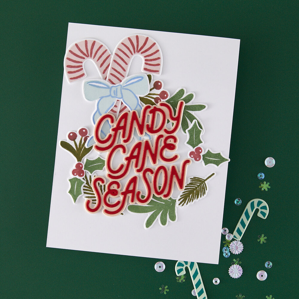 Hero Arts Candy Cane Season Stamp & Cut Candy Cane Swag (DC322) Hero Arts Candy Cane Season Stamp & Cut Candy Cane Swag (DC322)