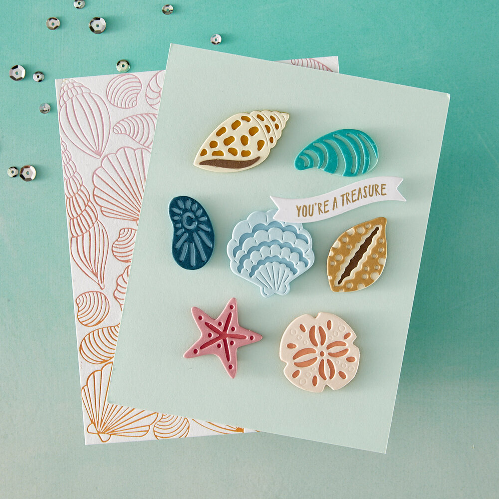 Hero Arts Summer By The Shore Letterpress + Foil Debossing Plate Scattered Shells (HP122) Hero Arts Summer By The Shore Letterpress + Foil Debossing Plate Scattered Shells (HP122)