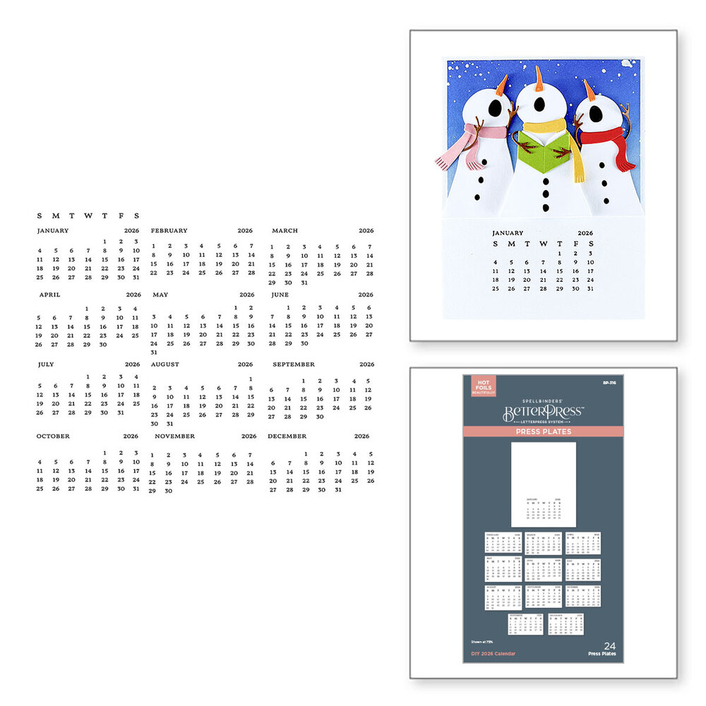 Spellbinders Wonderland BetterPress Plate DIY 2026 Calendar (BP-316) Spellbinders Wonderland BetterPress Plate DIY 2026 Calendar (BP-316)