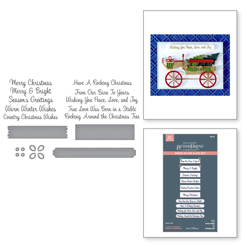 Spellbinders Country Christmas Press Plate & Die Banner & Sentiments (BP-307) Spellbinders Country Christmas Press Plate & Die Banner & Sentiments (BP-307)