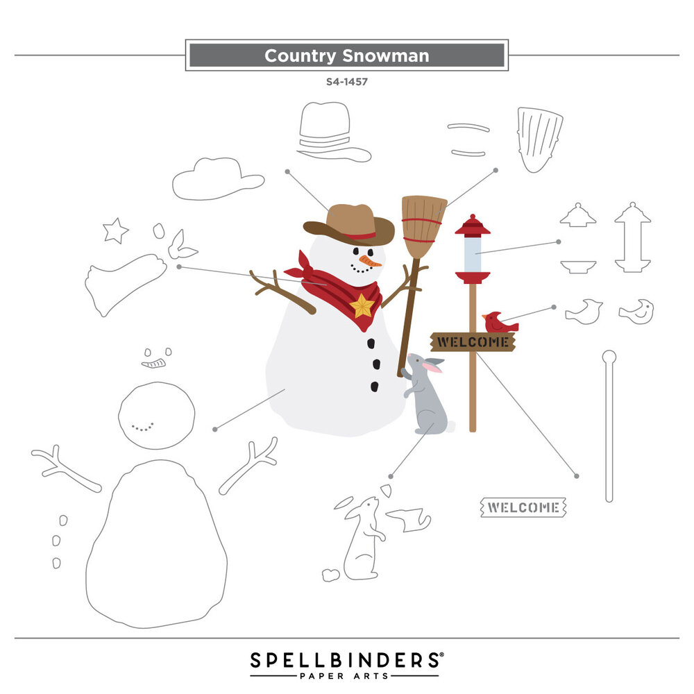 Spellbinders Country Christmas Etched Dies Country Snowman (S4-1457) Spellbinders Country Christmas Etched Dies Country Snowman (S4-1457)