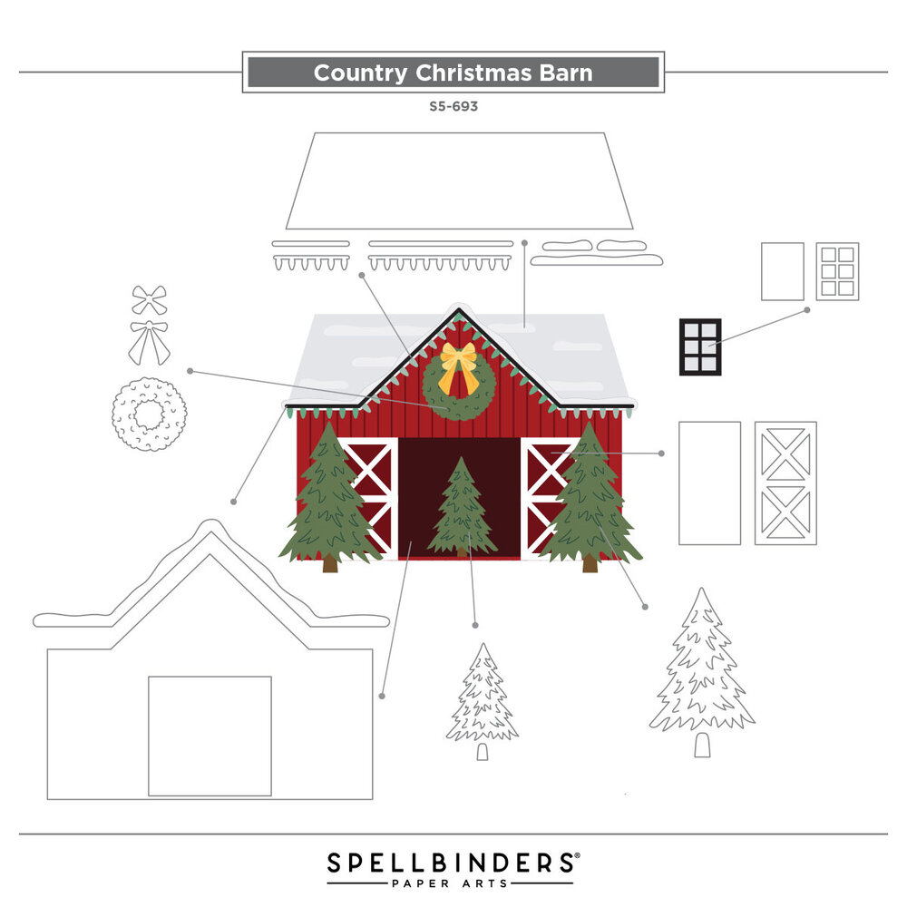Spellbinders Country Christmas Etched Dies Country Christmas Barn (S5-693) Spellbinders Country Christmas Etched Dies Country Christmas Barn (S5-693)