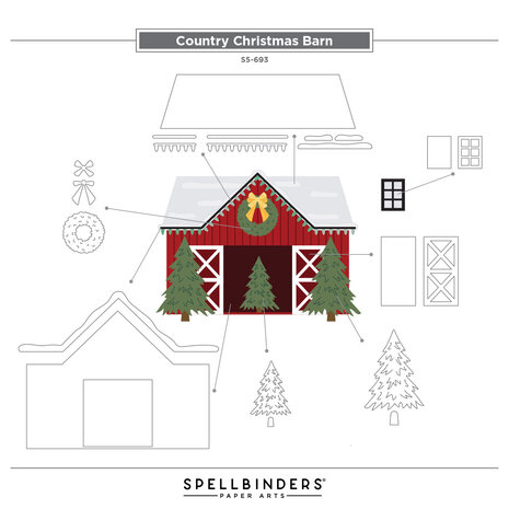 Spellbinders Country Christmas Etched Dies Country Christmas Barn (S5-693) Spellbinders Country Christmas Etched Dies Country Christmas Barn (S5-693)