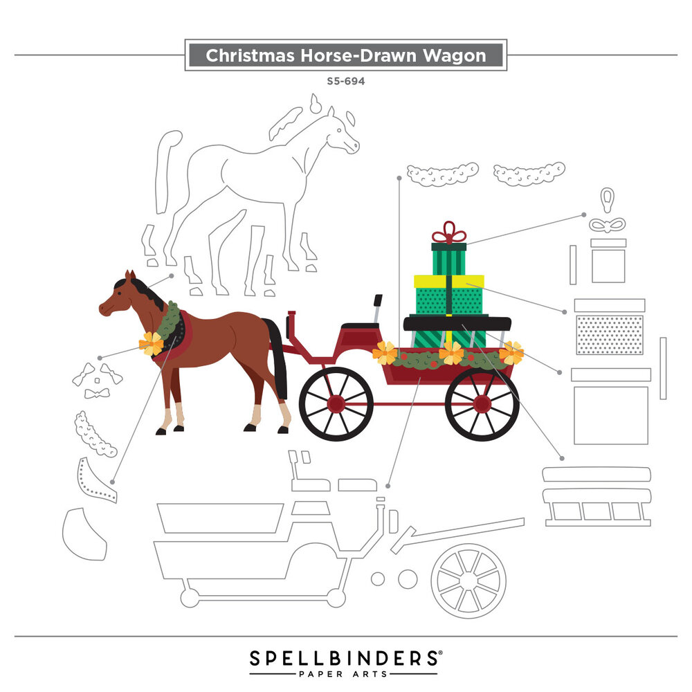 Spellbinders Country Christmas Etched Dies Christmas Horse-Drawn Wagon (S5-694) Spellbinders Country Christmas Etched Dies Christmas Horse-Drawn Wagon (S5-694)