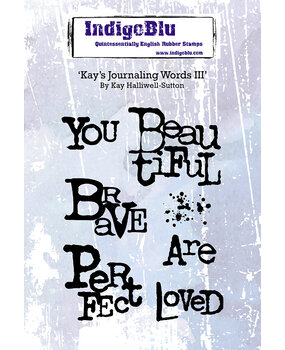 IndigoBlu Kays Journaling Words 3 A6 Red Rubber Stamp (IND1442)