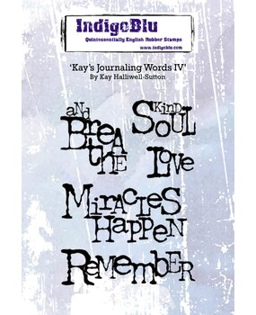 IndigoBlu Kays Journaling Words 4 A6 Red Rubber Stamp (IND1443)