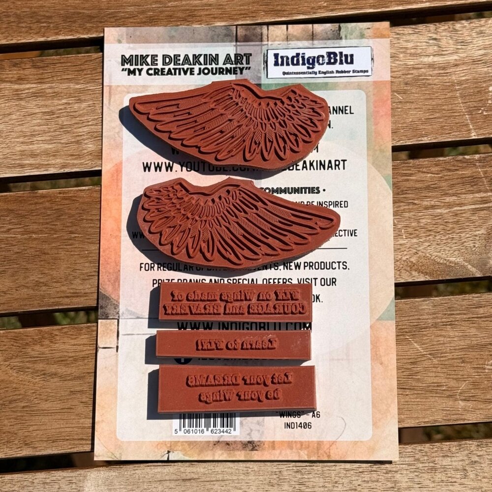 IndigoBlu Wings A6 Red Rubber Stamp (IND1406) IndigoBlu Wings A6 Red Rubber Stamp (IND1406)