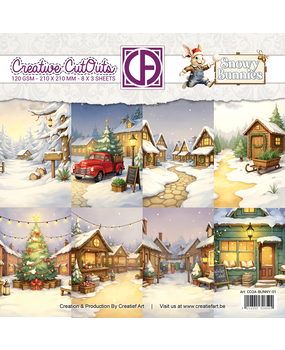 Creatief Art Snowy Bunnies 8x8 Inch Paper Pack 01 (CCOA-BUNNY-01)