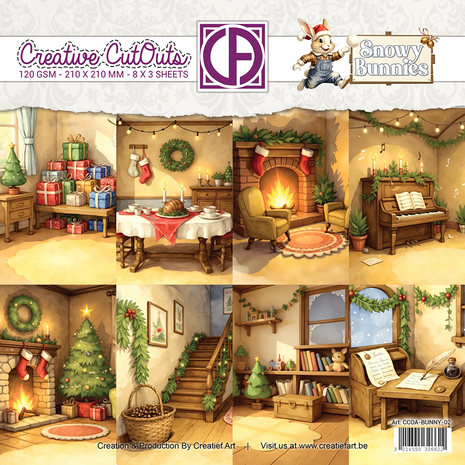 Creatief Art Snowy Bunnies 8x8 Inch Paper Pack 02 (CCOA-BUNNY-02)