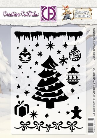 Creatief Art Snowy Bunnies Stencil Christmas Ornaments (CCOS-BUNNY-01)