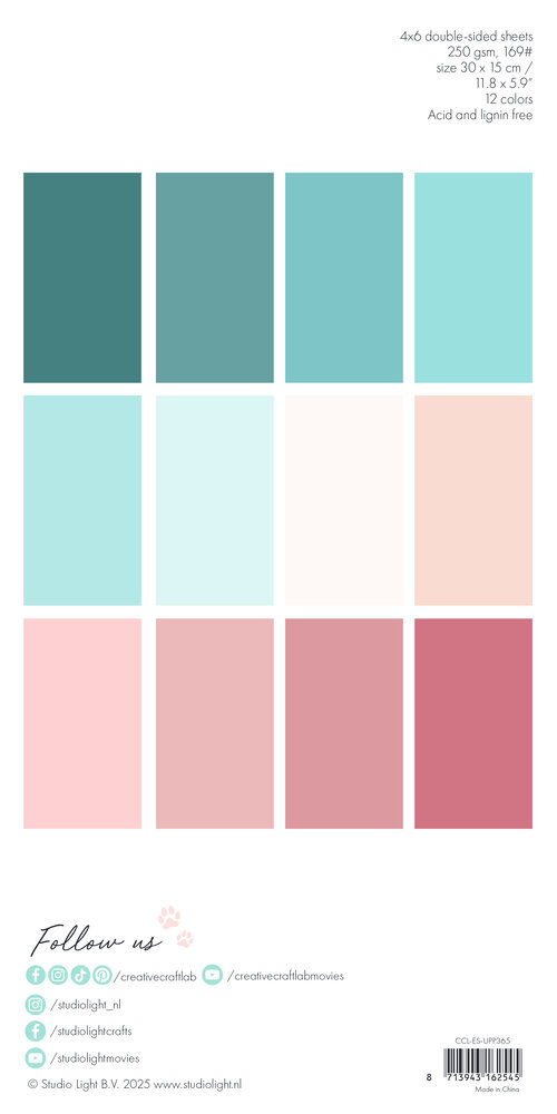 Creative Craftlab Winter Pastels Essentials Unciolor Paper Pad (CCL-ES-UPP365)