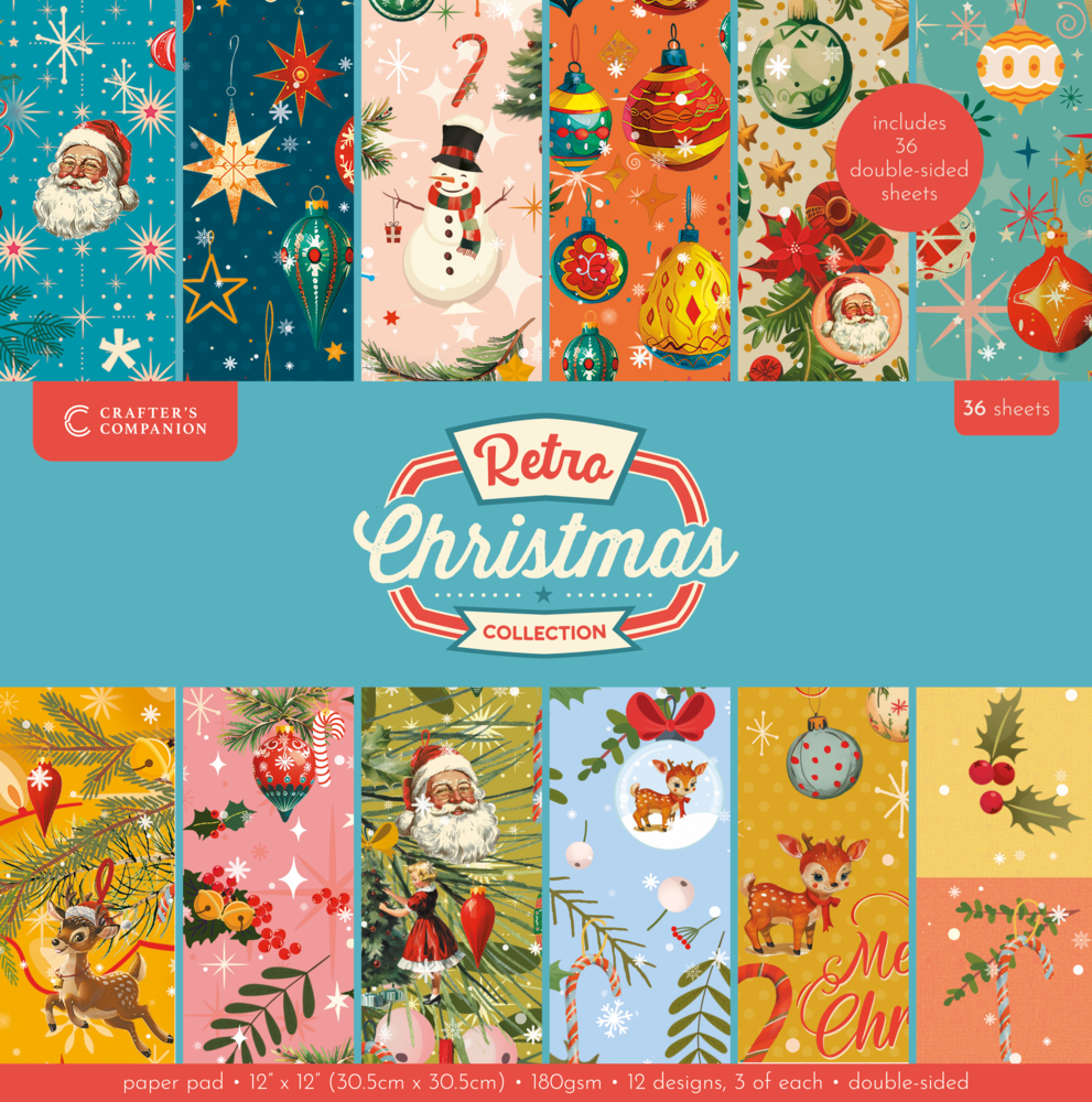 Crafter's Companion Retro Christmas 12x12 Inch Paper Pad (CC-RC-PAD12)