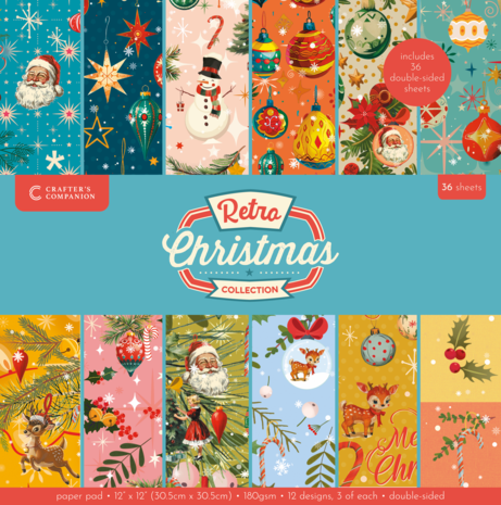 Crafter's Companion Retro Christmas 12x12 Inch Paper Pad (CC-RC-PAD12)