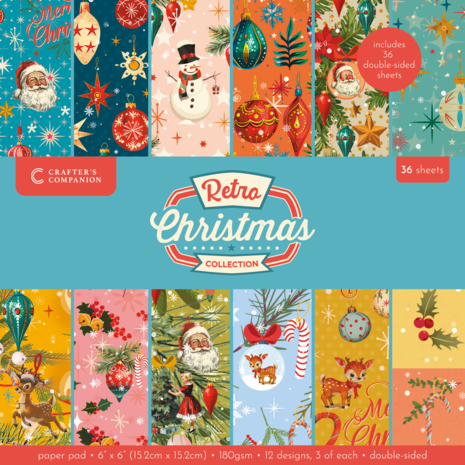 Crafter's Companion Retro Christmas 6x6 Inch Paper Pad (CC-RC-PAD6)