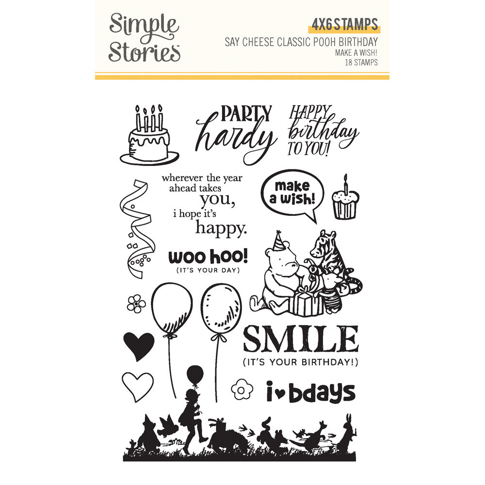 Simple Stories Say Cheese Classic Pooh Birthday Stamps Make A Wish! (24817)