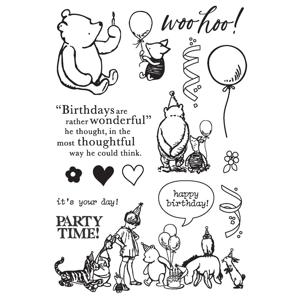 Simple Stories Say Cheese Classic Pooh Birthday Stamps Woo Hoo! (24816)