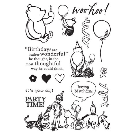 Simple Stories Say Cheese Classic Pooh Birthday Stamps Woo Hoo! (24816)
