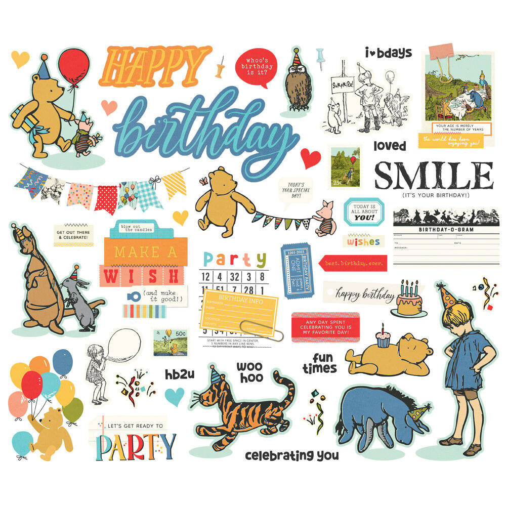 Simple Stories Say Cheese Classic Pooh Birthday Bits & Pieces (24808)