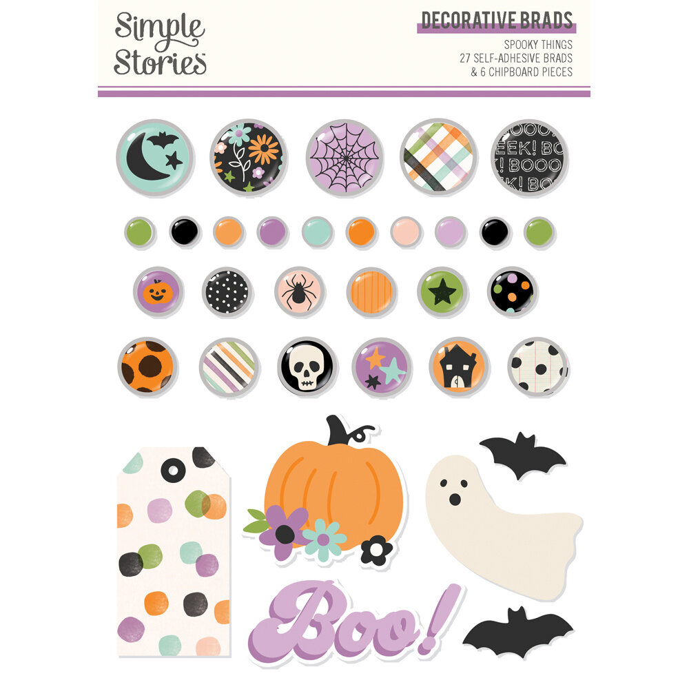 Simple Stories Spooky Things Decorative Brads (24921)