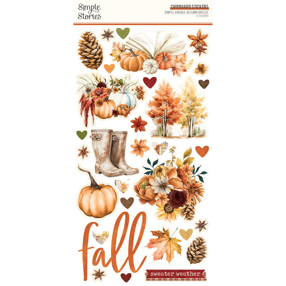 Simple Stories Simple Vintage Autumn Breeze 6x12 Inch Chipboard Stickers (25121)
