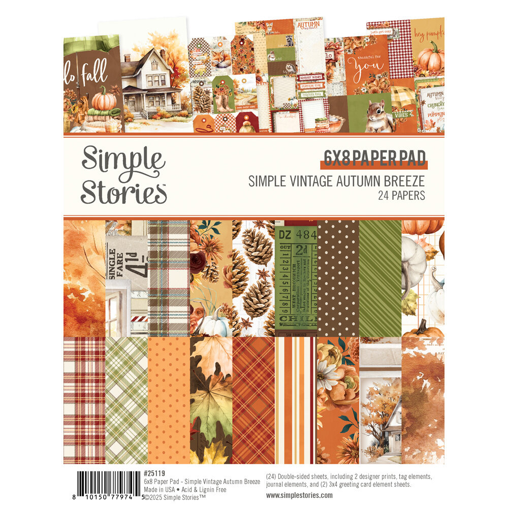 Simple Stories Simple Vintage Autumn Breeze 6x8 Inch Pad (25119) Simple Stories Simple Vintage Autumn Breeze 6x8 Inch Pad (25119)