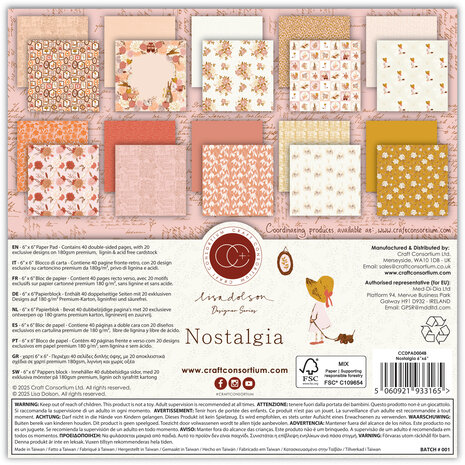 Craft Consortium Nostalgia 6x6 Inch Premium Paper Pad (CCDPAD004B)