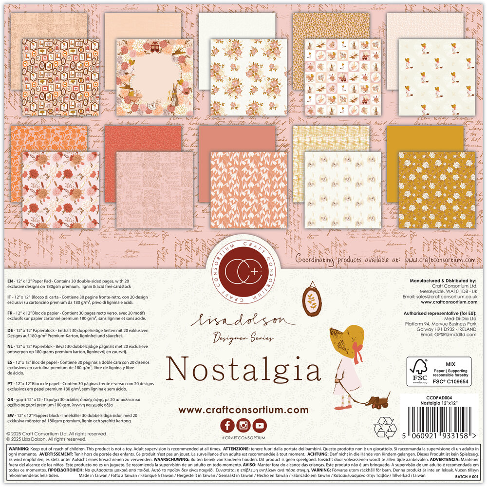 Craft Consortium Nostalgia 12x12 Inch Premium Paper Pad (CCDPAD004)
