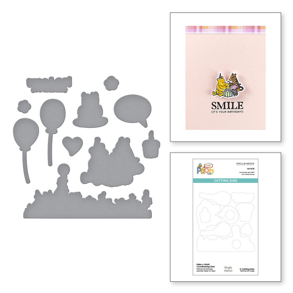 Spellbinders Say Cheese Classic Pooh Birthday Etched Dies Make A Wish! (S4-1479) Spellbinders Say Cheese Classic Pooh Birthday Etched Dies Make A Wish! (S4-1479)