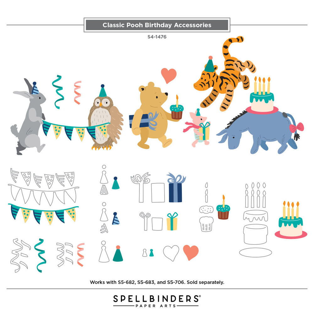 Spellbinders Say Cheese Classic Pooh Birthday Etched Dies Accessories (S4-1476) Spellbinders Say Cheese Classic Pooh Birthday Etched Dies Accessories (S4-1476)
