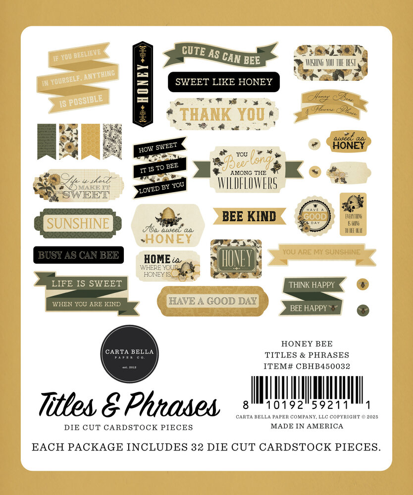 Carta Bella Honey Bee Titles & Phrases (CBHB450032)