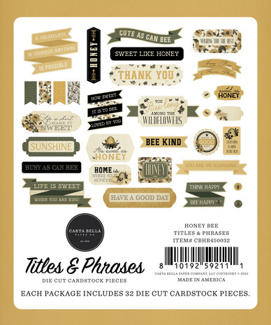 Carta Bella Honey Bee Titles & Phrases (CBHB450032)