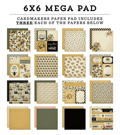 Carta Bella Honey Bee 6x6 Inch Cardmakers Mega Pad (CBHB450031) Carta Bella Honey Bee 6x6 Inch Cardmakers Mega Pad (CBHB450031)